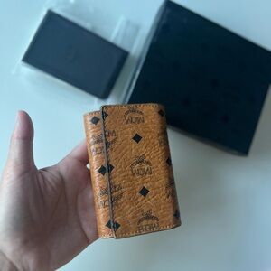 MCM Cognac Visetos Monogram Key Case